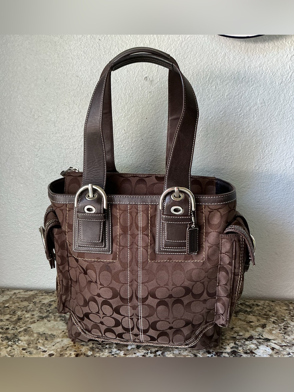 Coach Vintage Brown Signature Canvas Tote